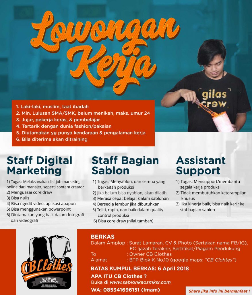 sablon kaos, sablon makassar, sablon kaos makassar, sablon baju makassar, loker sablon, loker cb clothes